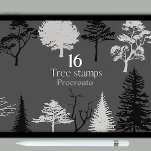 Procreate tree stamps landschap stempels botanische borstels natuur boom boom borstel boom siluouette procreate borstels procreate stempels commercieel gebruik