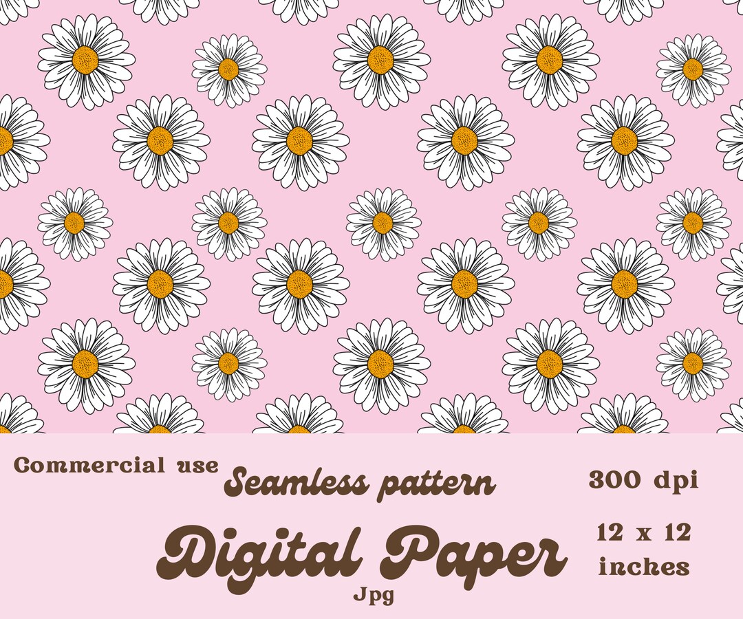 Daisy Digital Paper Seamless Pattern Commercial Use Scrapbooking ...