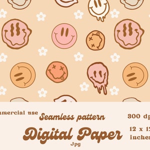 Groovy Smileys Digitalpapier Kommerzielle Nutzung Bastelpapier Scrapbooking Produkt Design Y2K