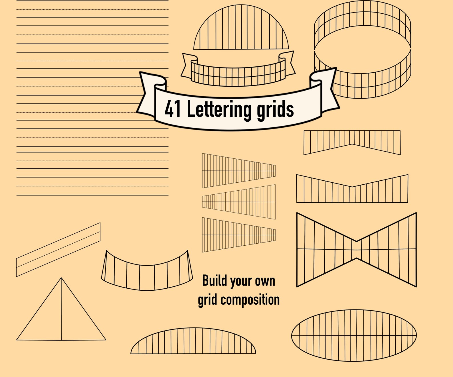 Lettering Type Composition Grid Lettering Bundle Beginner Procreate Grid Stamps Composition Lettering ...
