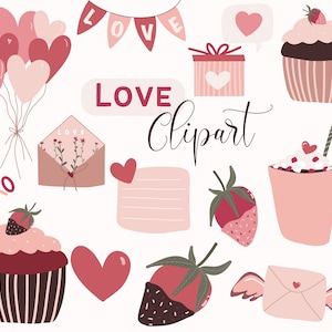 Liebe Clipart Valentinstag magenta modern niedlich 25 png Elemente handgezeichnet Herzen 300dpi