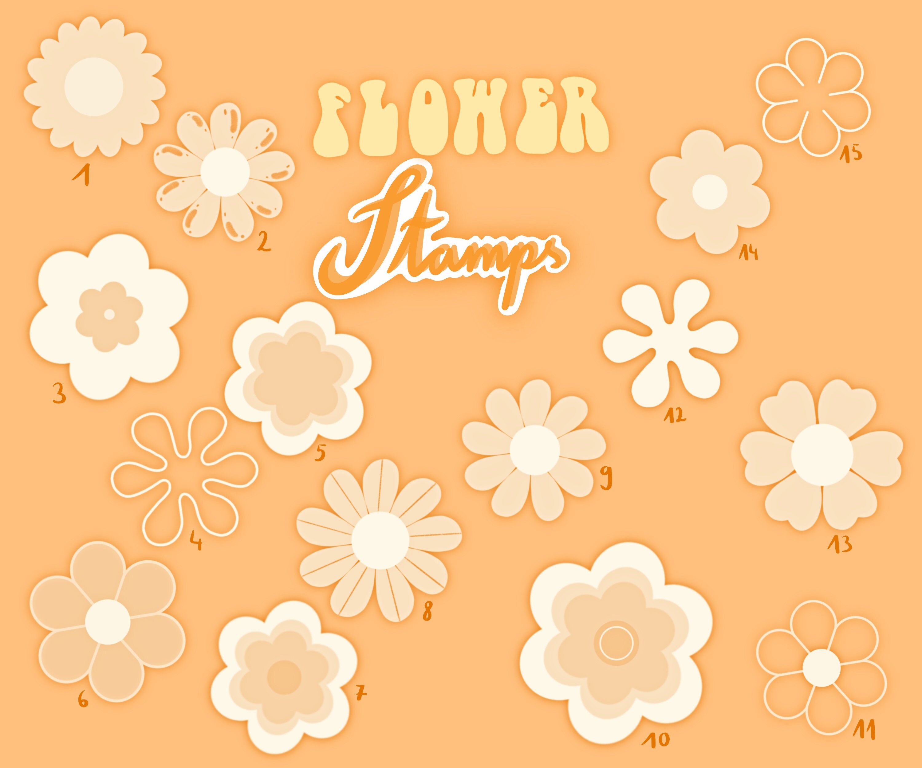 Procreate Retro Lettering Bundle Flower Stamps Groovy Brushes - Etsy