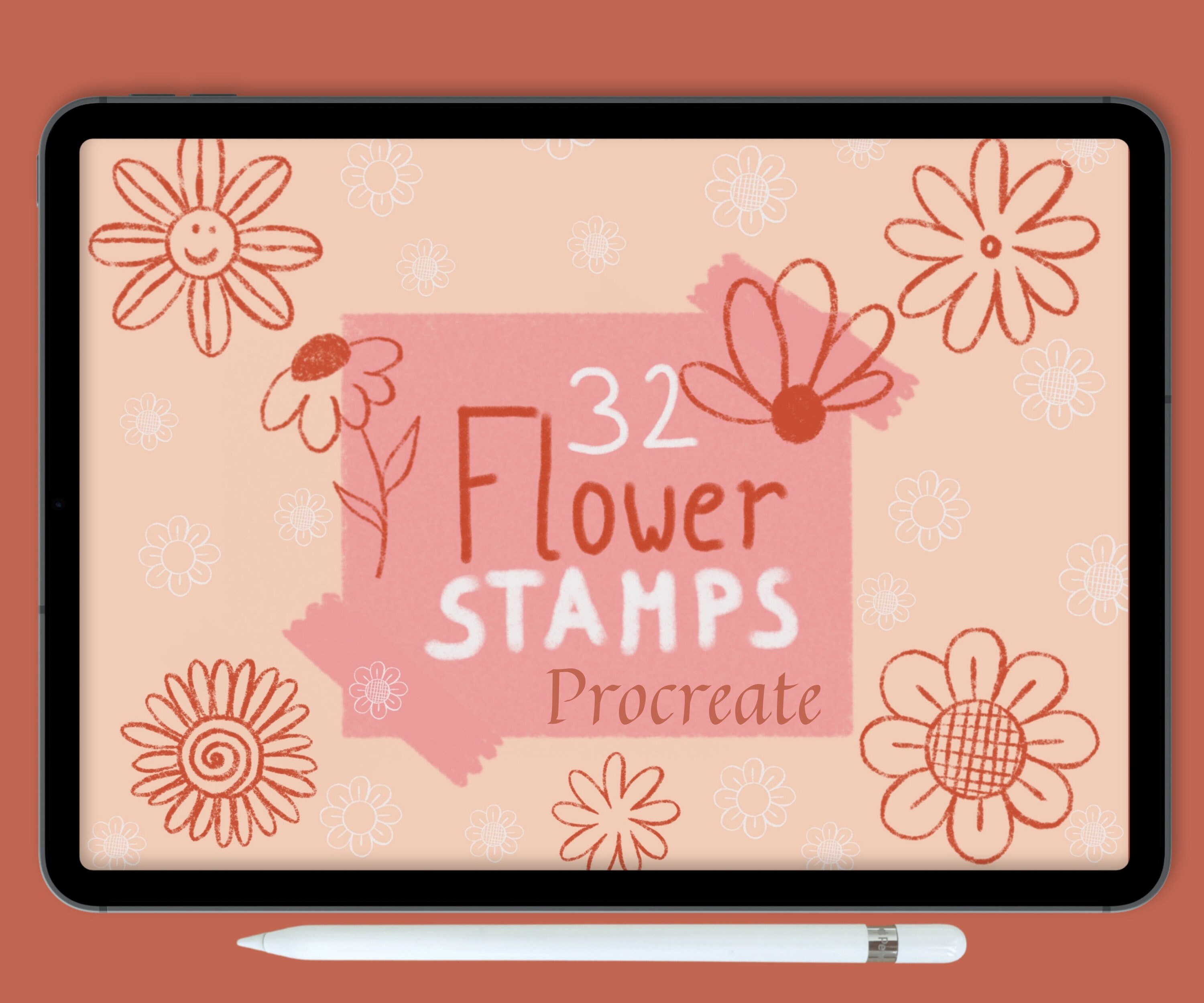 Procreate Stamps Bundle Flower Stamps and Brushes Bundle Over Etsy