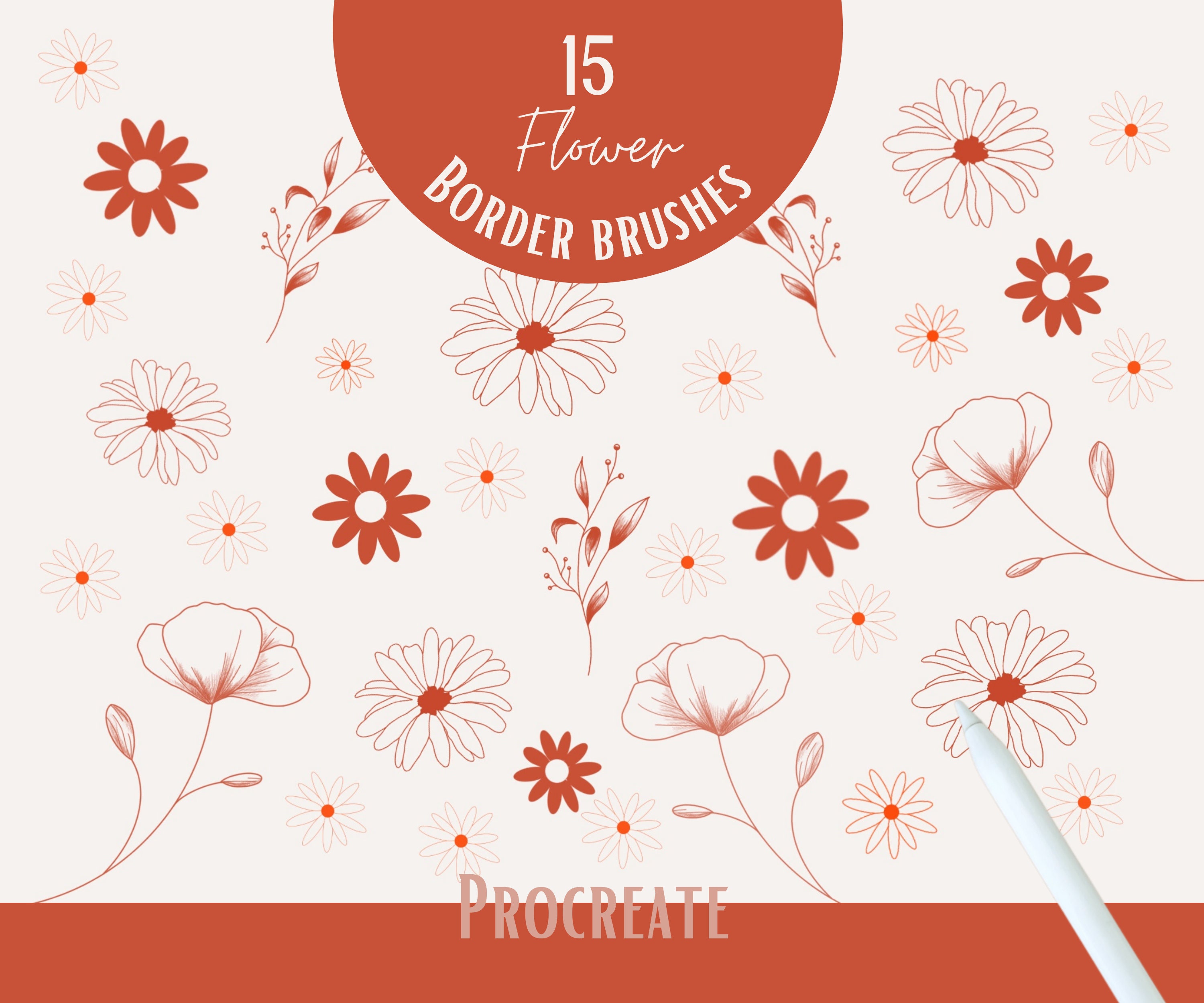 Procreate Stamps Bundle Flower Stamps and Brushes Bundle Over - Etsy