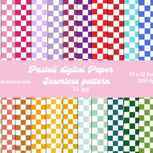 Pastell colorato a scacchi digitale Carta, Modello senza cuciture Uso commerciale funky scrapbooking artigianato Carta Verde blu Rosa Rosso giallo