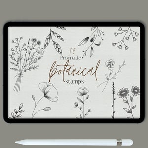 Procreate stamps vintage botanical 10  stamps  Commercial use/  digital download  ipad brush digital brush digitaler pinsel
