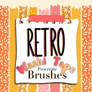 Procreate retro washi tape brushes and Paper stamps groovy