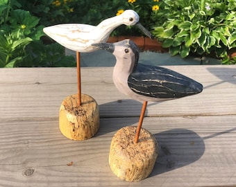 Drift Wood Carved Bird Hand Carved Wood Shore Bird Figurine Sea Shore Bird 11.5 Tall
