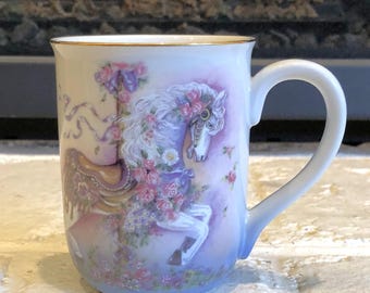 Otagiri Carousel Horse Coffee Mugs 4 AVAILABLE, Merry Go Round, Japan, Kim Stenbo Design