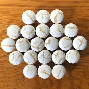 Ceramic White Gold Drawer Knobs SETS OF 2, Dresser Cabinet Knobs, Faux Marble Pattern