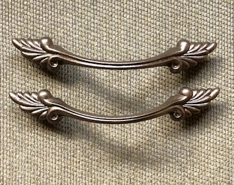 Vintage French Provincial Drawer Pulls SETS OF 2, Painted Antique Brass Dresser Pulls