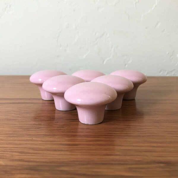 Vintage Ceramic Pink Drawer Knobs 1 KNOB AVAILABLE,  Dresser Knobs, Cabinet Knobs, Ceramic Pink Drawer Pulls, Mushroom Knobs, Shabby Chic