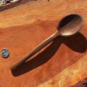 Handmade Wooden Spoon, Carved Walnut Wood Serving Spoon, Handcrafted Cooking Spoon, Chef's Spoon 9-7/8 Inches