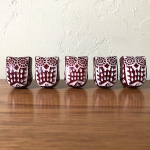 Vintage Owl Drawer Knobs 4 AVAILABLE Red White, Burgundy Red Dresser Knobs, Bird Cabinet Knobs, Children&#39;s Room Decor, Vintage Drawer Pulls