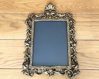 Vintage Brass Picture Frame Large Ornate, Acanthus Picture Frame, Brass Tabletop Picture Frame, Mid Century Frame With Glass, Table Top