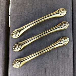 Vintage Brass Finish Drawer Pulls 3 AVAILABLE, Dresser Cabinet Pulls, 3" Centers, Diamond Design