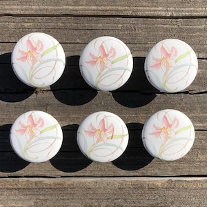 Vintage Ceramic Floral Drawer Knobs SET OF 2, Flower Dresser Cabinet Knobs, Shabby Chic