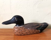 Carved Wood Duck Decoy With Glass Eyes, Wooden Duck Decoy, Hand Painted, Cabin Decor, Lodge Decor, Hunting Decor, Gift For Dad, Gift For Mom