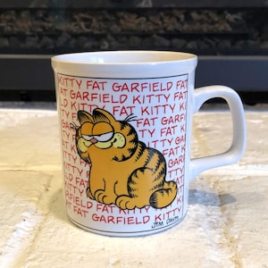 Garfield Jim Davis Ceramic Coffee Mug, Fat Garfield Kitty, &quot;Fat Kitty&quot; Cat Mug, Tea Mug, Garfield Collectible
