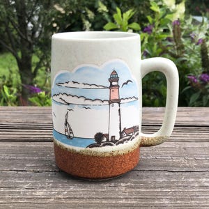 Vintage Otagiri Lighthouse Coffee Mug, Nautical Coffee Mug, Sailboats, Tea Mug, Japan, Coastal Decor Mug, Marine Ceramic Coffee Mug