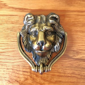 Vintage Brass Lion Door Knocker, Heavy Brass Lion Head Door Knocker, Vintage Door Knocker, Gothic Door Decor, Victorian, Regency Home Decor,