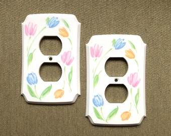 Vintage Outlet Cover Floral 1 AVAILABLE, Flowers, Shabby Chic, NOS, Electrical Socket Cover, Cottage Decor, Wall Plate