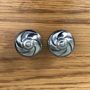 Vintage Nickel Finish Ajax Cabinet Drawer Knobs SETS OF 2, NOS, Swirl Pattern