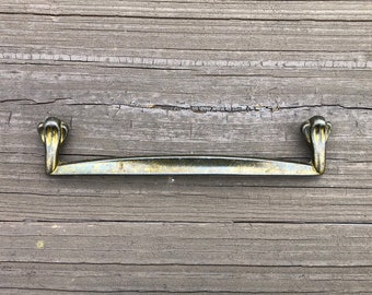 Vintage Brass Finish Drawer Pulls Mid Century LARGE 8 AVAILABLE, Mid Century Modern Dresser Pulls, MCM Cabinet Pulls, 6" Centers