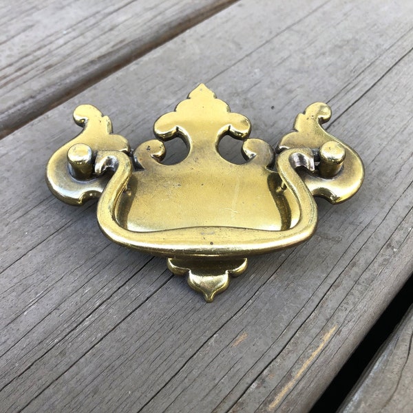 Vintage Chippendale Drawer Pulls Brass Finish 5 AVAILABLE,  Dresser Pulls, Cabinet Pulls, Bat Wing Handles, Drop Bail, 2-1/4" Centers