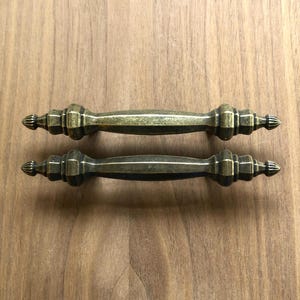 Vintage Antique Brass Finish Drawer Pulls Sets Of Two, NOS Ajax Hardware, Mid Century
