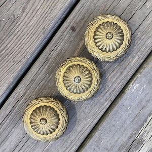 Solid Brass Drawer Knobs Italy Mid Century 3 AVAILABLE LARGE, Dresser Cabinet Knobs, Regency