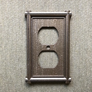 Vintage Electrical Outlet Cover Painted Antique Brass Color, Korea, Mid Century