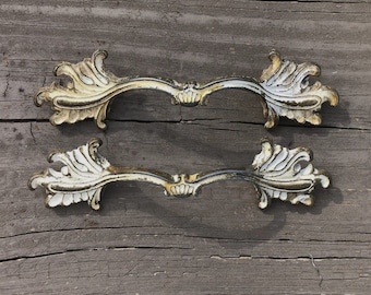 French Provincial Drawer Pull 1 AVAILABLE, Victorian Brass Finish Dresser Pull, Shabby Chic, Cottage