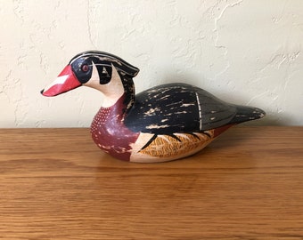 Vintage Wood Duck Decoy, Hand Painted Wood Duck Decoy, Vintage Decoy, Cabin Decor, Lodge Decor, Hunting Decor, Gift For Dad Mom