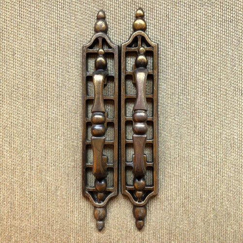 Vintage Antique Brass Drawer Pulls With Backplates Sets of 2 Etsy