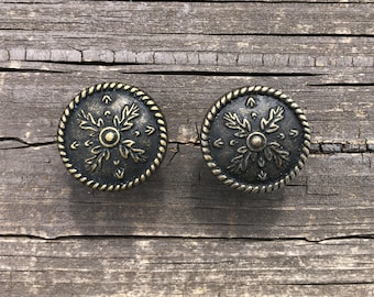 Antique Bronze Finish Drawer Knobs Oak Leaf SETS OF 2, KBC Dresser Cabinet Knobs