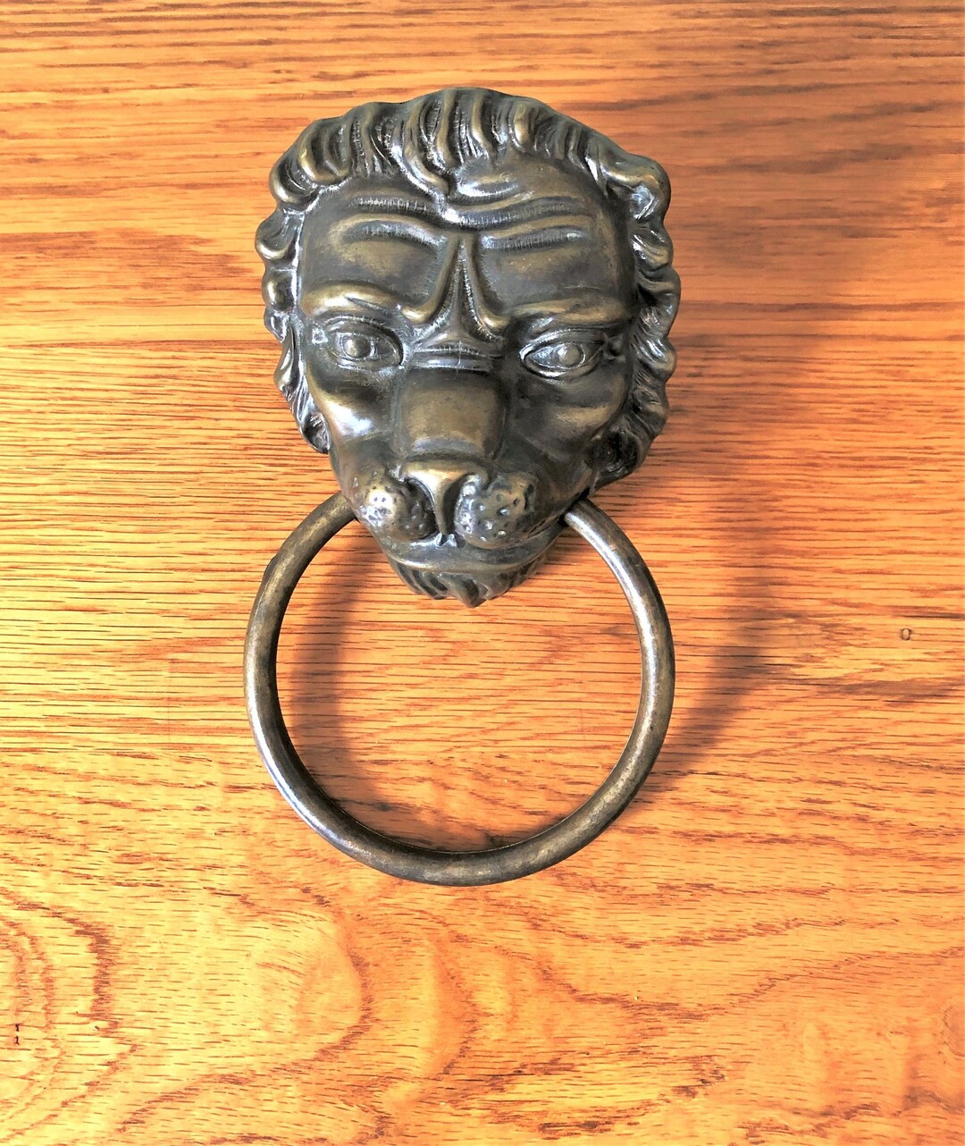 Vintage Brass Towel Holder / Ring Lion, Lion Door Knocker LARGE, Heavy ...