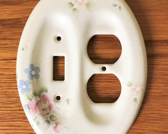 Floral Combo Switch Plate Outlet Cover Oval, Shabby Chic