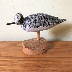 Carved Wood Shorebird Sandpiper On Wood, Signed, Coastal Decor, Cottage Decor, Beach House, Lake House, Gift For Dad Mom, Father&#39;s Day