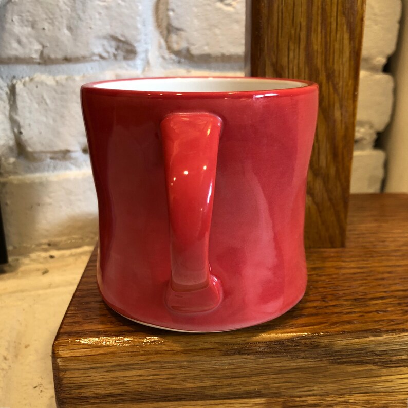 Anthropologie Monogram P Coffee Mug, Red White, Initial P, Hand Painted image 4