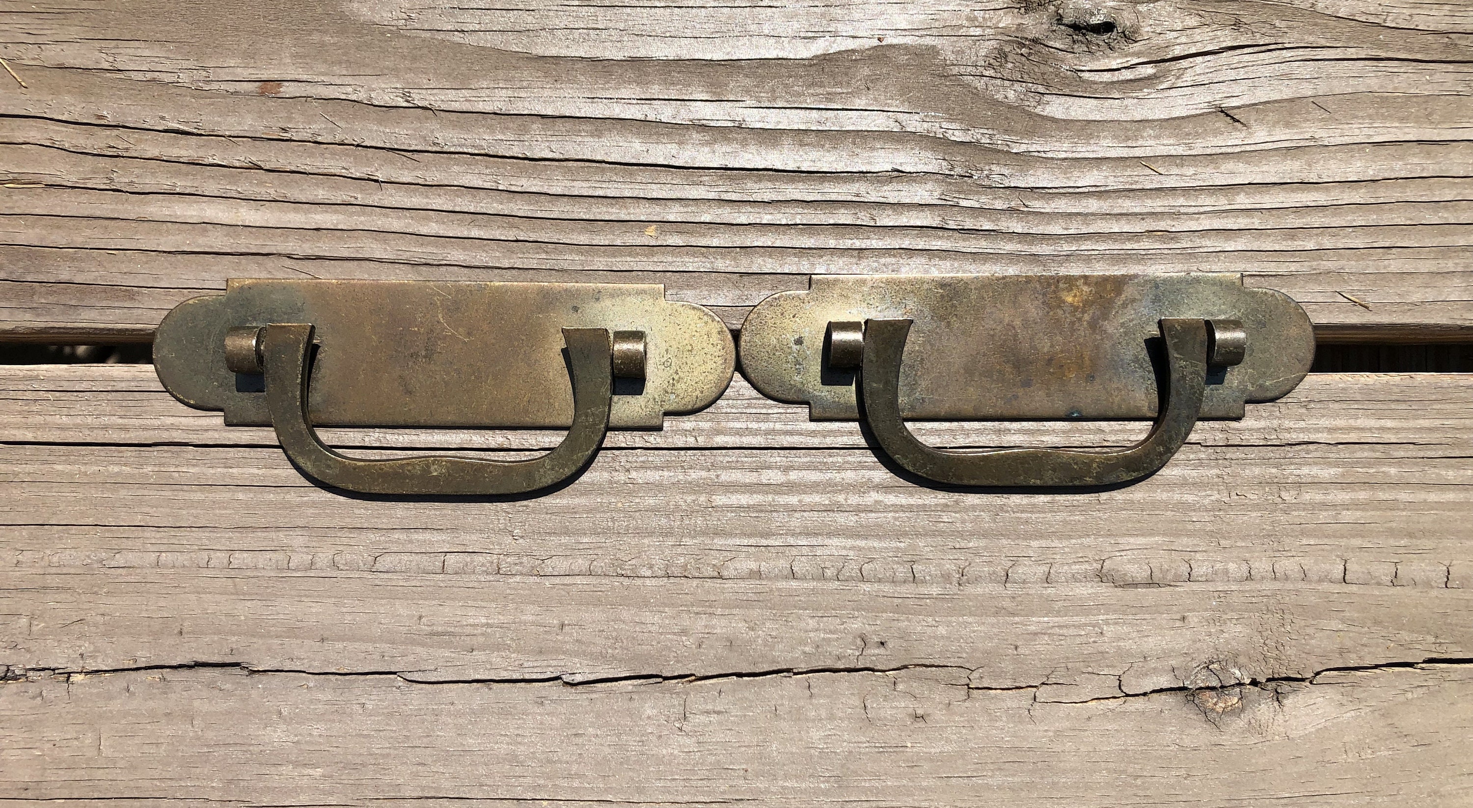 Vintage Brass Color Drawer Pulls Set of 2 Rectangle Drop Bail Etsy