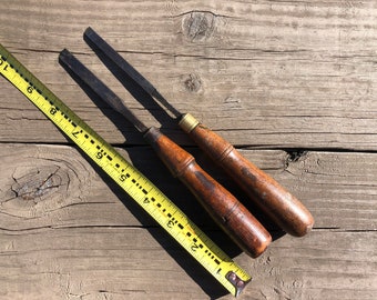 Vintage Buck Bros 1/4 Inch And Moulson Brothers 3/8 Inch Chisels, Lightly Sharpened