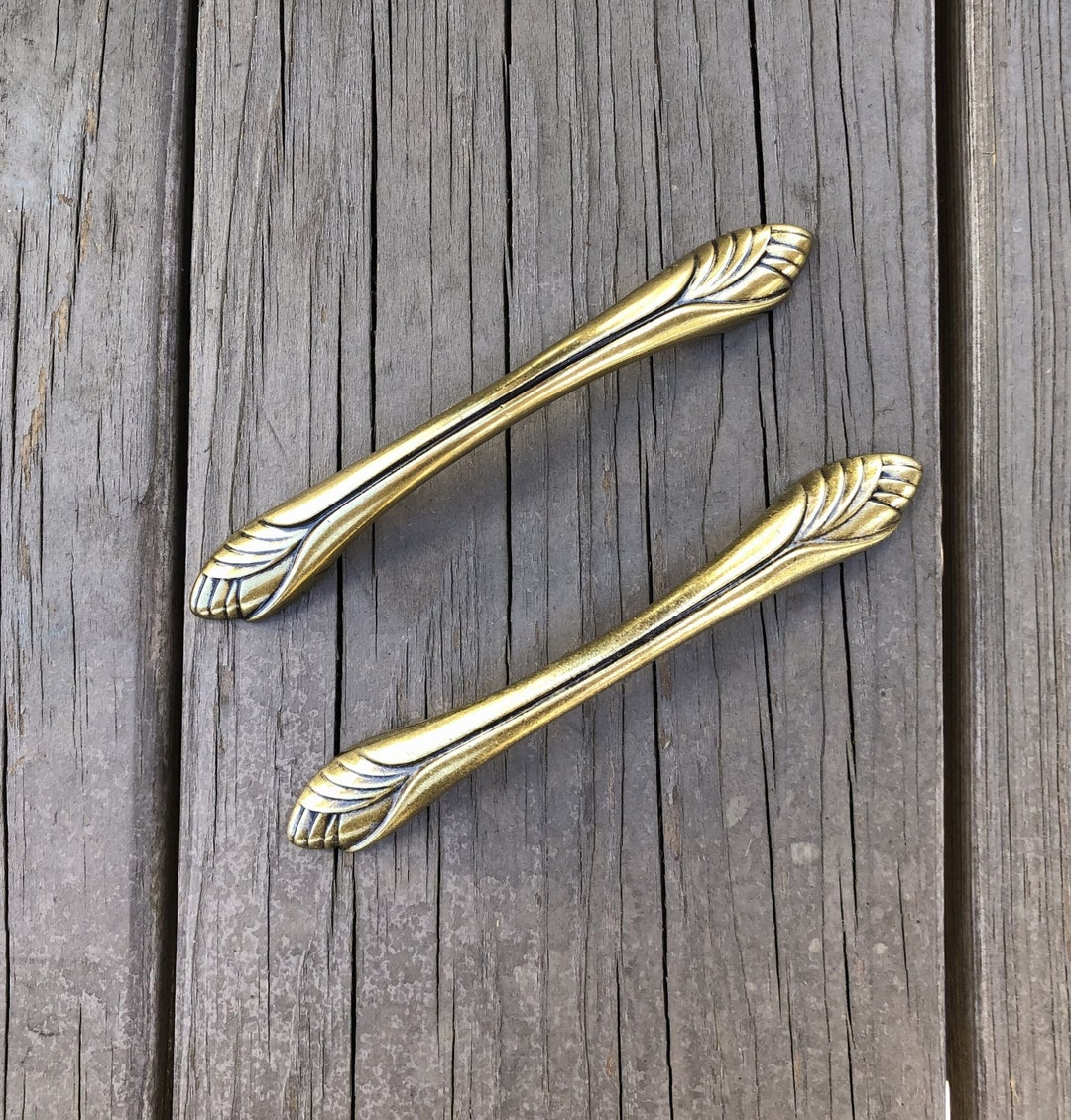Vintage Brass Finish Art Deco Style Drawer Pulls 9 AVAILABLE, Dresser