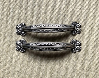 Pewter Finish Arched Drawer Pulls SETS OF 2, Dresser Cabinet Pulls, 3-3/4" Centers, Country
