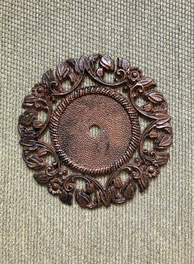 Vintage Victorian Drawer Pull Backplate Copper Finish Floral Etsy