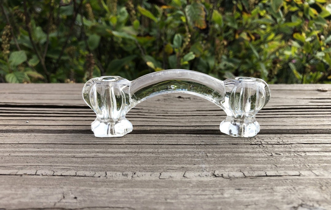 Vintage Glass Drawer Pulls 3 AVAILABLE Clear Glass Drawer Etsy