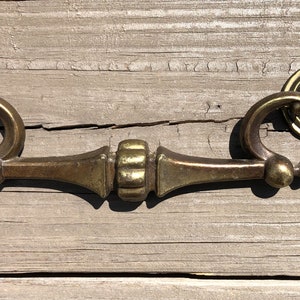 Vintage Brass Drawer Pulls Drop Bail Rosettes 2 AVAILABLE, LARGE Victorian Brass Dresser Pulls, Handles, Cabinet Pulls, 6 Centers image 3