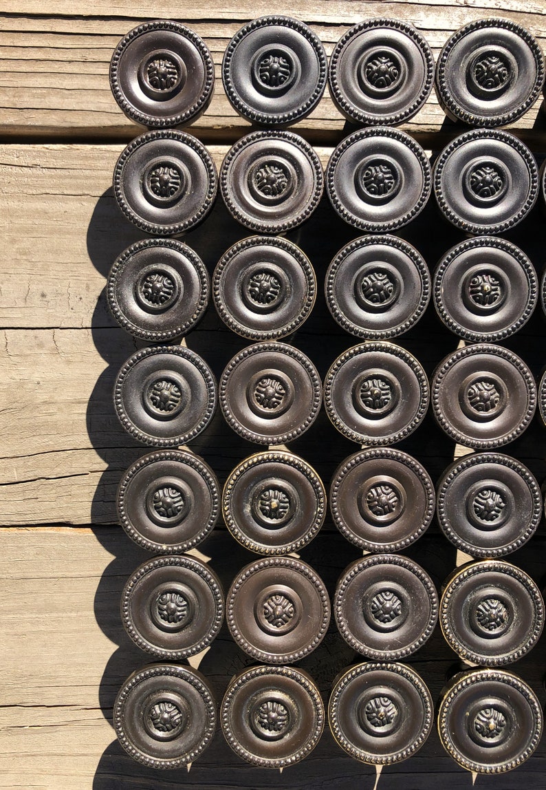 Vintage Brass Drawer Knobs Dark Antique Brass Finish Sets of Etsy
