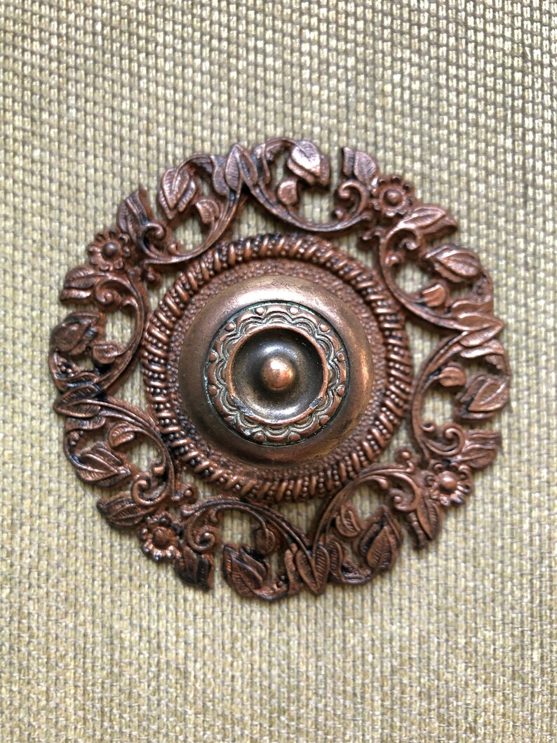 Vintage Victorian Drawer Pull Backplate Copper Finish Floral Etsy