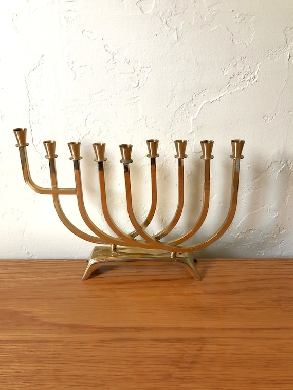Vintage Brass Menorah Wainberg Modern Chanukah Menorah Made Etsy